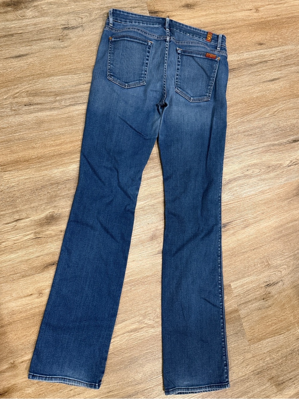 7 For All Mankind Dark Blue Jeans Straight Leg Long
